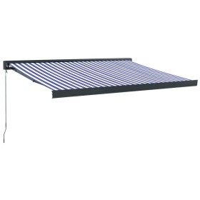 vidaXL Markise Einziehbar Blau und Weiß 3,5x2,5 m Stoff und Aluminium