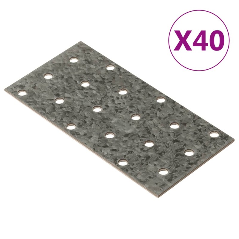 vidaXL Lochplatten 40 Stk. 2 mm 120x60 mm Verzinkter Stahl vidaXL Lochplatten 40 Stk. 2 mm 120x60 mm Verzinkter Stahl