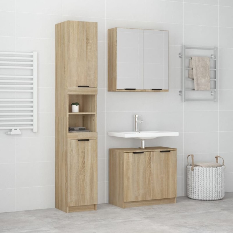 vidaXL 3-tlg. Badmöbel-Set Sonoma-Eiche Holzwerkstoff vidaXL 3-tlg. Badmöbel-Set Sonoma-Eiche Holzwerkstoff