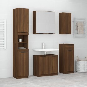 vidaXL 5-tlg. Badmöbel-Set Braun Eichen-Optik Holzwerkstoff