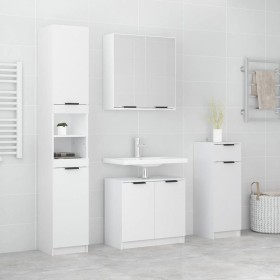 vidaXL 4-tlg. Badmöbel-Set Weiß Holzwerkstoff