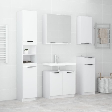 vidaXL 5-tlg. Badmöbel-Set Weiß Holzwerkstoff