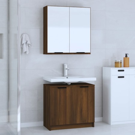 vidaXL 2-tlg. Badmöbel-Set Braun Eichen-Optik Holzwerkstoff