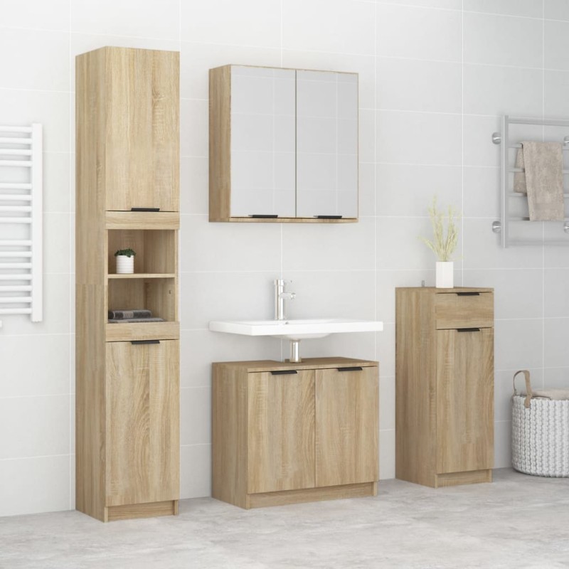 vidaXL 4-tlg. Badmöbel-Set Sonoma-Eiche Holzwerkstoff vidaXL 4-tlg. Badmöbel-Set Sonoma-Eiche Holzwerkstoff