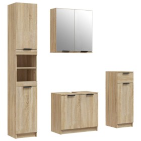 vidaXL 4-tlg. Badmöbel-Set Sonoma-Eiche Holzwerkstoff
