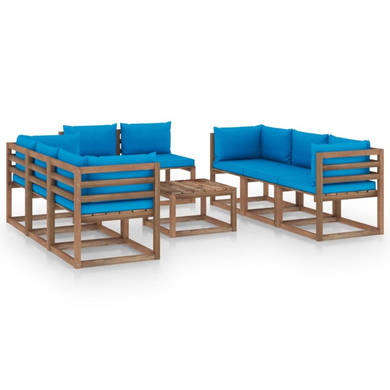 9-tlg. Garten-Lounge-Set mit Kissen Hellblau 9-tlg. Garten-Lounge-Set mit Kissen Hellblau