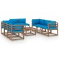 9-tlg. Garten-Lounge-Set mit Kissen Hellblau 9-tlg. Garten-Lounge-Set mit Kissen Hellblau