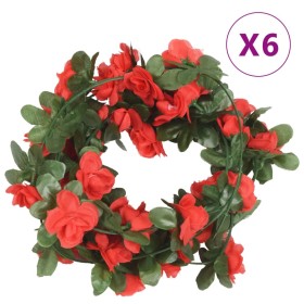 vidaXL Künstliche Blumengirlanden 6 Stk. Rot 250 cm