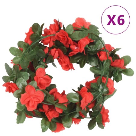 vidaXL Künstliche Blumengirlanden 6 Stk. Rot 250 cm