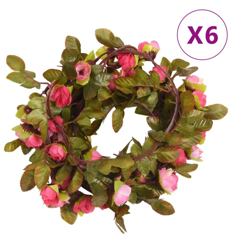 vidaXL Künstliche Blumengirlanden 6 Stk. Rose 215 cm vidaXL Künstliche Blumengirlanden 6 Stk. Rose 215 cm