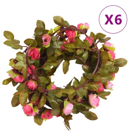 vidaXL Künstliche Blumengirlanden 6 Stk. Rose 215 cm