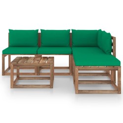 6-tlg. Garten-Lounge-Set aus Paletten mit Kissen Kiefernholz