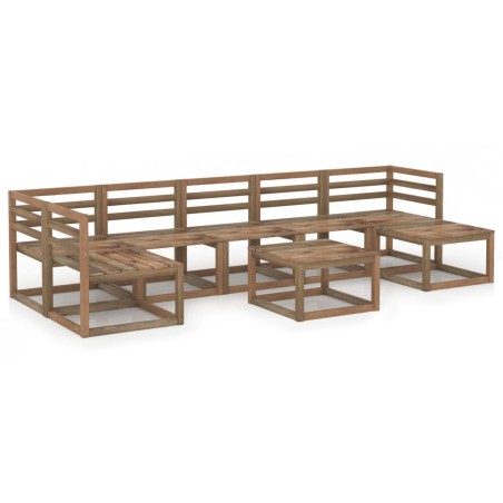 vidaXL 8-tlg. Garten-Lounge-Set Braun Imprägniertes Kiefernholz