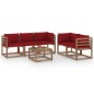 6-tlg. Garten-Lounge-Set mit Weinroten Kissen 6-tlg. Garten-Lounge-Set mit Weinroten Kissen