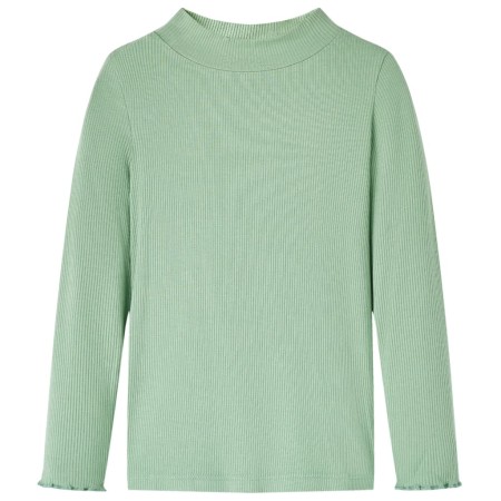 Kinder-Langarmshirt Halbrollkragen Dunkles Minzgrün 140