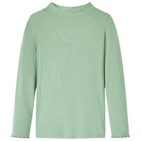 Kinder-Langarmshirt Halbrollkragen Dunkles Minzgrün 116