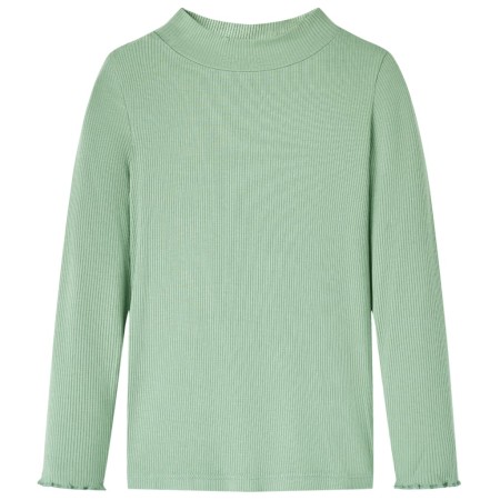Kinder-Langarmshirt Halbrollkragen Dunkles Minzgrün 116
