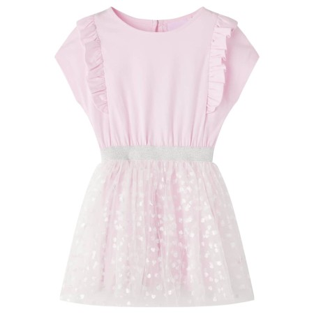 Kinderkleid mit Rüschen Hellrosa 140