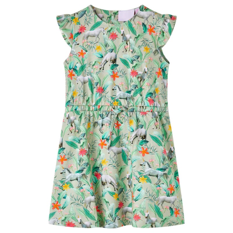 Kinderkleid mit Flügelärmeln Hellkhaki 116 Kinderkleid mit Flügelärmeln Hellkhaki 116