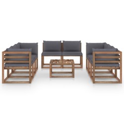 9-tlg. Garten-Lounge-Set mit Kissen Anthrazit