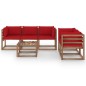 6-tlg. Garten-Lounge-Set mit Roten Kissen 6-tlg. Garten-Lounge-Set mit Roten Kissen