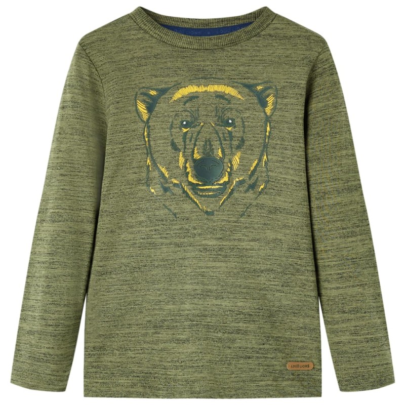 Kinder-Langarmshirt Khaki Melange 128 Kinder-Langarmshirt Khaki Melange 128