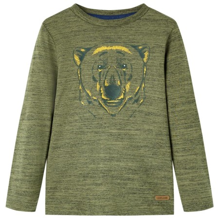 Kinder-Langarmshirt Khaki Melange 128