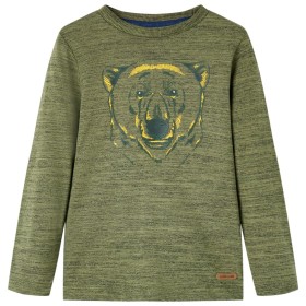 Kinder-Langarmshirt Khaki Melange 104