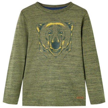 Kinder-Langarmshirt Khaki Melange 104