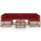 7-tlg. Garten-Lounge-Set aus Paletten mit Kissen Kiefernholz 7-tlg. Garten-Lounge-Set aus Paletten mit Kissen Kiefernholz