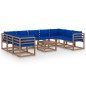 10-tlg. Garten-Lounge-Set mit Kissen in Blau 10-tlg. Garten-Lounge-Set mit Kissen in Blau