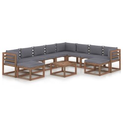 11-tlg. Garten-Lounge-Set mit Kissen Anthrazit