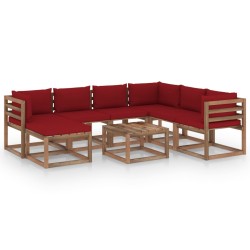 8-tlg. Garten-Lounge-Set mit Kissen Weinrot