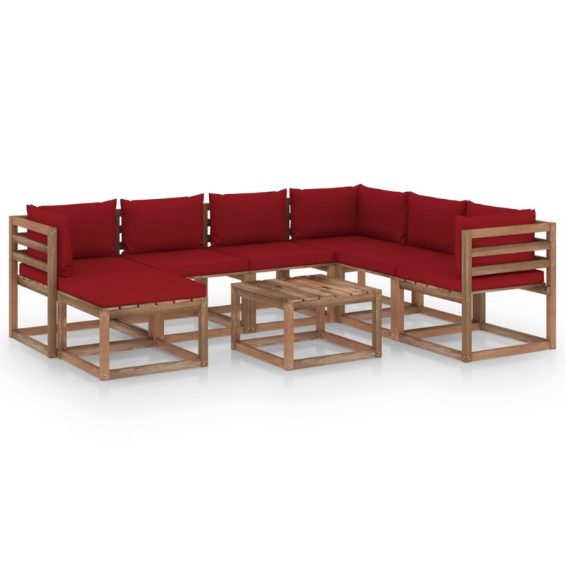8-tlg. Garten-Lounge-Set mit Kissen Weinrot 8-tlg. Garten-Lounge-Set mit Kissen Weinrot