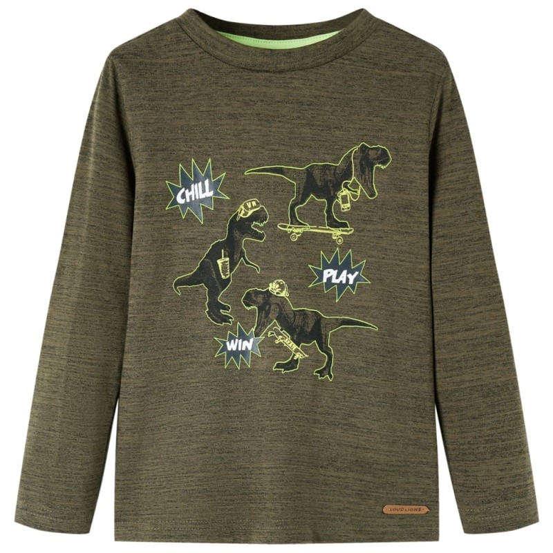 Kinder-Langarmshirt Dunkles Khaki Melange 116 Kinder-Langarmshirt Dunkles Khaki Melange 116