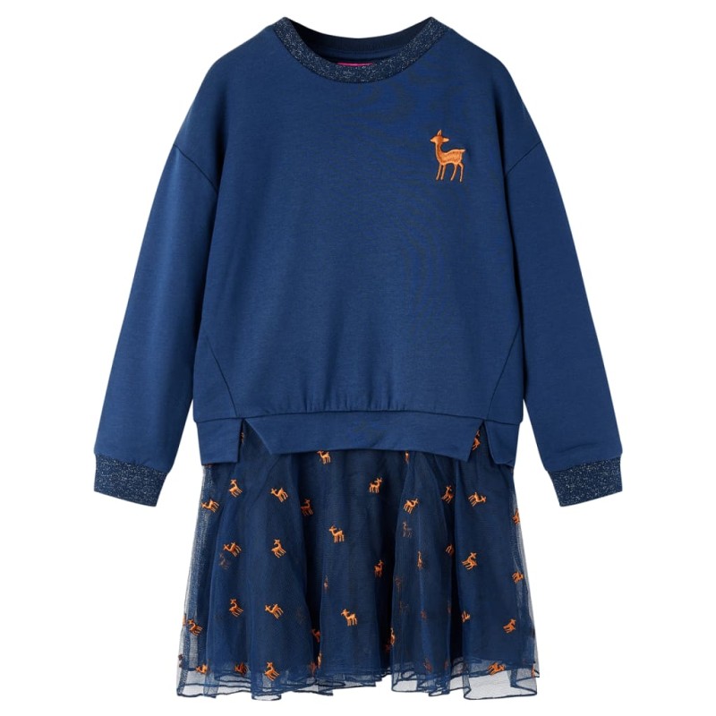 Kinderkleid mit Langen Ärmeln Marineblau 140 Kinderkleid mit Langen Ärmeln Marineblau 140