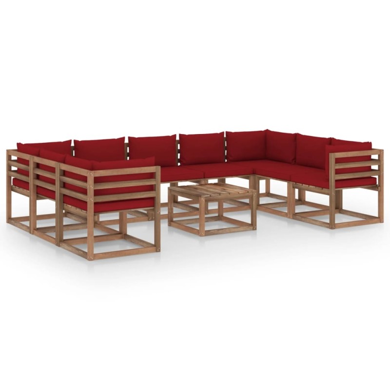 10-tlg. Garten-Lounge-Set mit Kissen in Weinrot 10-tlg. Garten-Lounge-Set mit Kissen in Weinrot