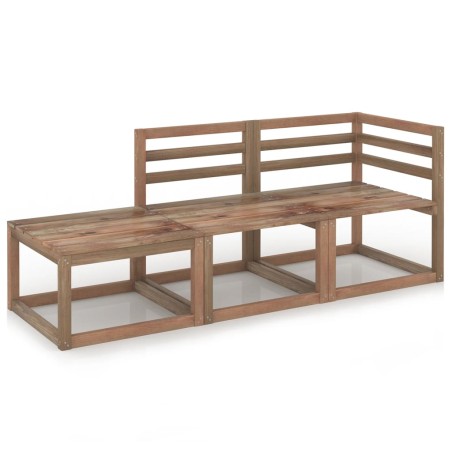 3-tlg. Garten-Lounge-Set Braun Imprägniertes Kiefernholz