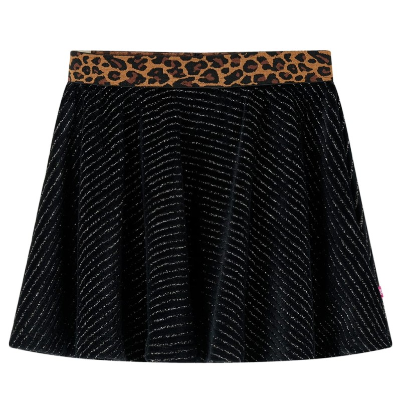 Kinderrock mit Bund in Leopardenmuster Schwarz 128 Kinderrock mit Bund in Leopardenmuster Schwarz 128