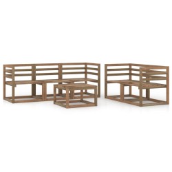 6-tlg. Garten-Lounge-Set Braun Imprägniertes Kiefernholz