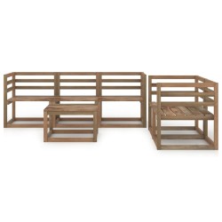6-tlg. Garten-Lounge-Set Braun Imprägniertes Kiefernholz