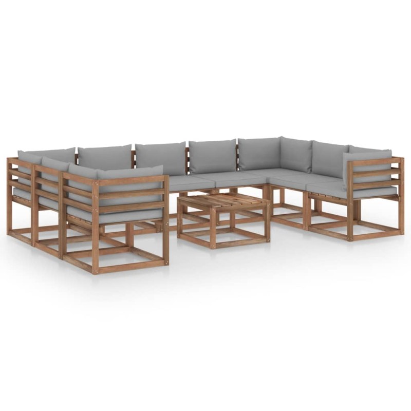vidaXL 10-tlg. Garten-Lounge-Set mit Kissen in Grau vidaXL 10-tlg. Garten-Lounge-Set mit Kissen in Grau