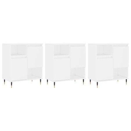 vidaXL Sideboards 3 Stk. Weiß Holzwerkstoff