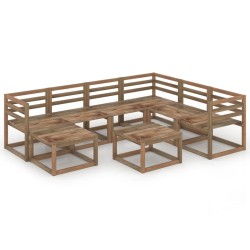 vidaXL 8-tlg. Garten-Lounge-Set Braun Imprägniertes Kiefernholz