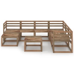 vidaXL 8-tlg. Garten-Lounge-Set Braun Imprägniertes Kiefernholz