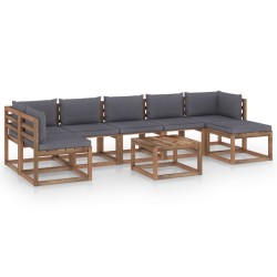 8-tlg. Garten-Lounge-Set mit Kissen in Anthrazit