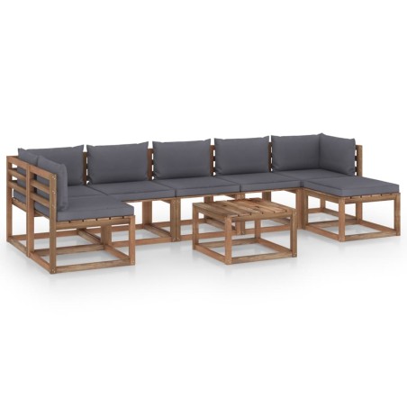 8-tlg. Garten-Lounge-Set mit Kissen in Anthrazit