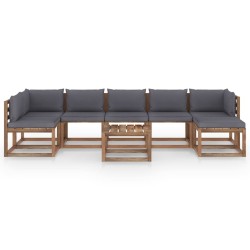 8-tlg. Garten-Lounge-Set mit Kissen in Anthrazit