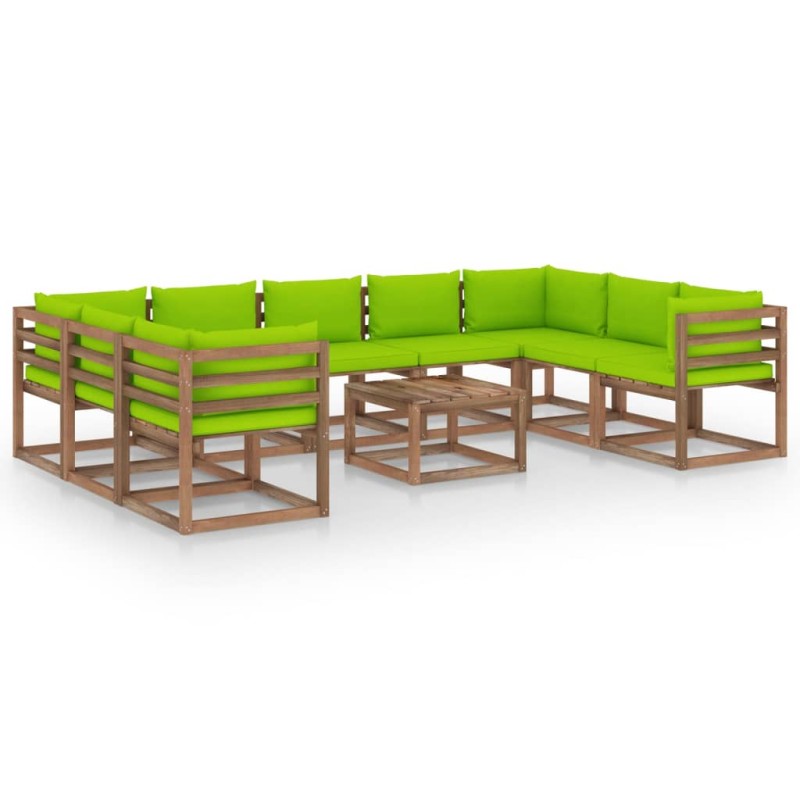 10-tlg. Garten-Lounge-Set mit Kissen in Hellgrün 10-tlg. Garten-Lounge-Set mit Kissen in Hellgrün