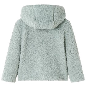 Kinder-Kapuzenjacke Teddy-Kunstpelz Minzgrün 140